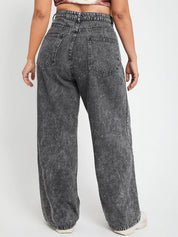 Kotty Women Straight Fit High-Rise Low Distress Heavy Fade Stretchable Jeans