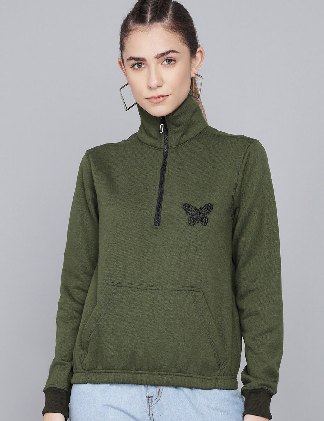Kotty Women Olive Green Sweatshirt