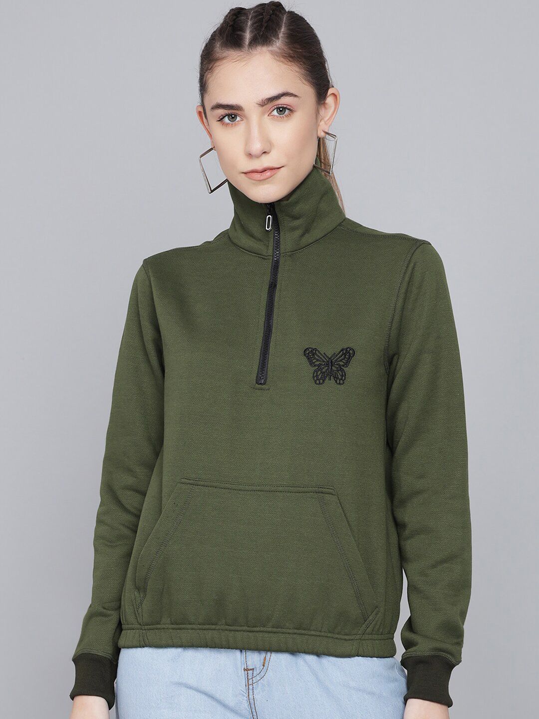 Kotty Women Olive Green Sweatshirt