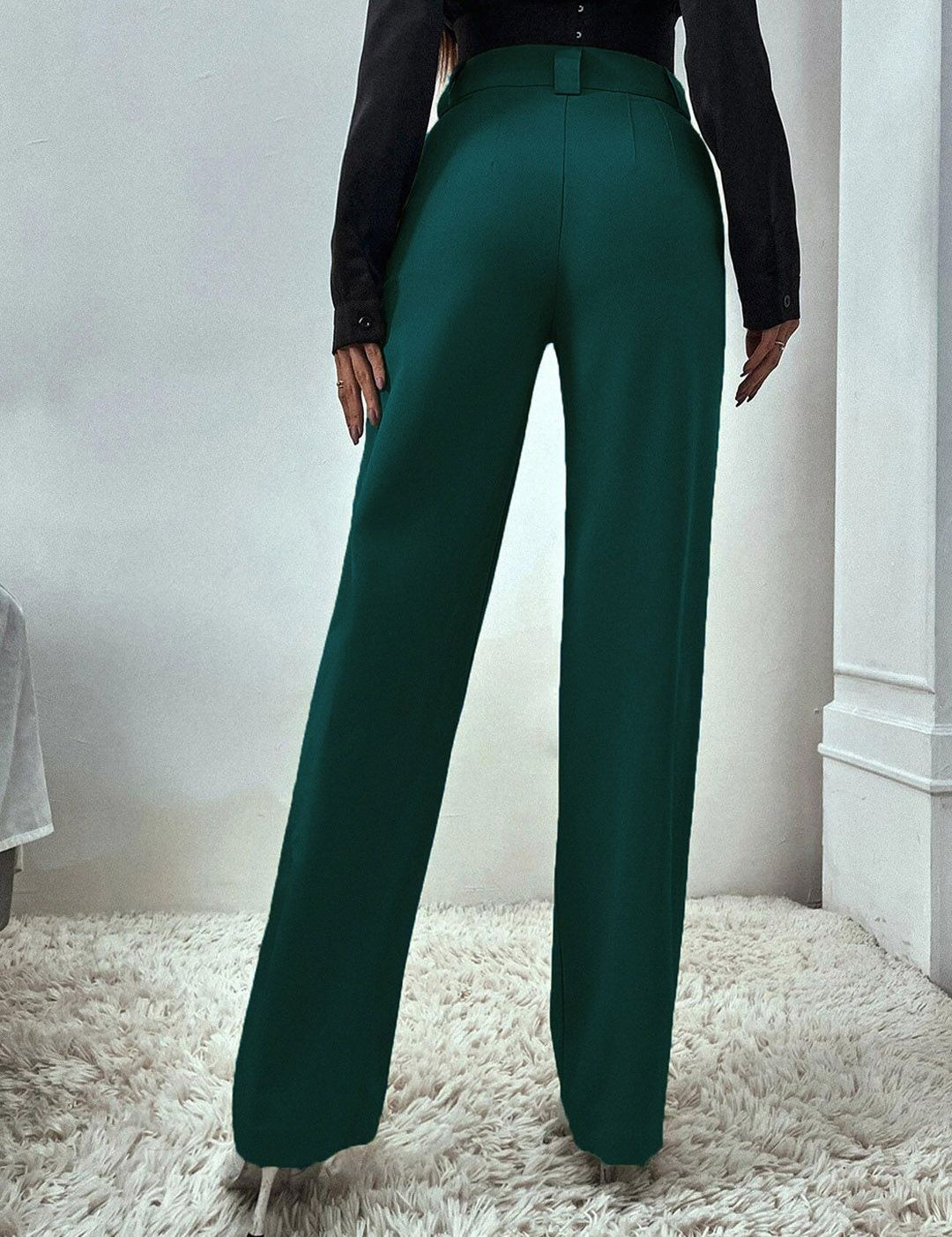 KOTTY BIZwear Women Relaxed Straight Fit High-Rise Easy Wash Trousers