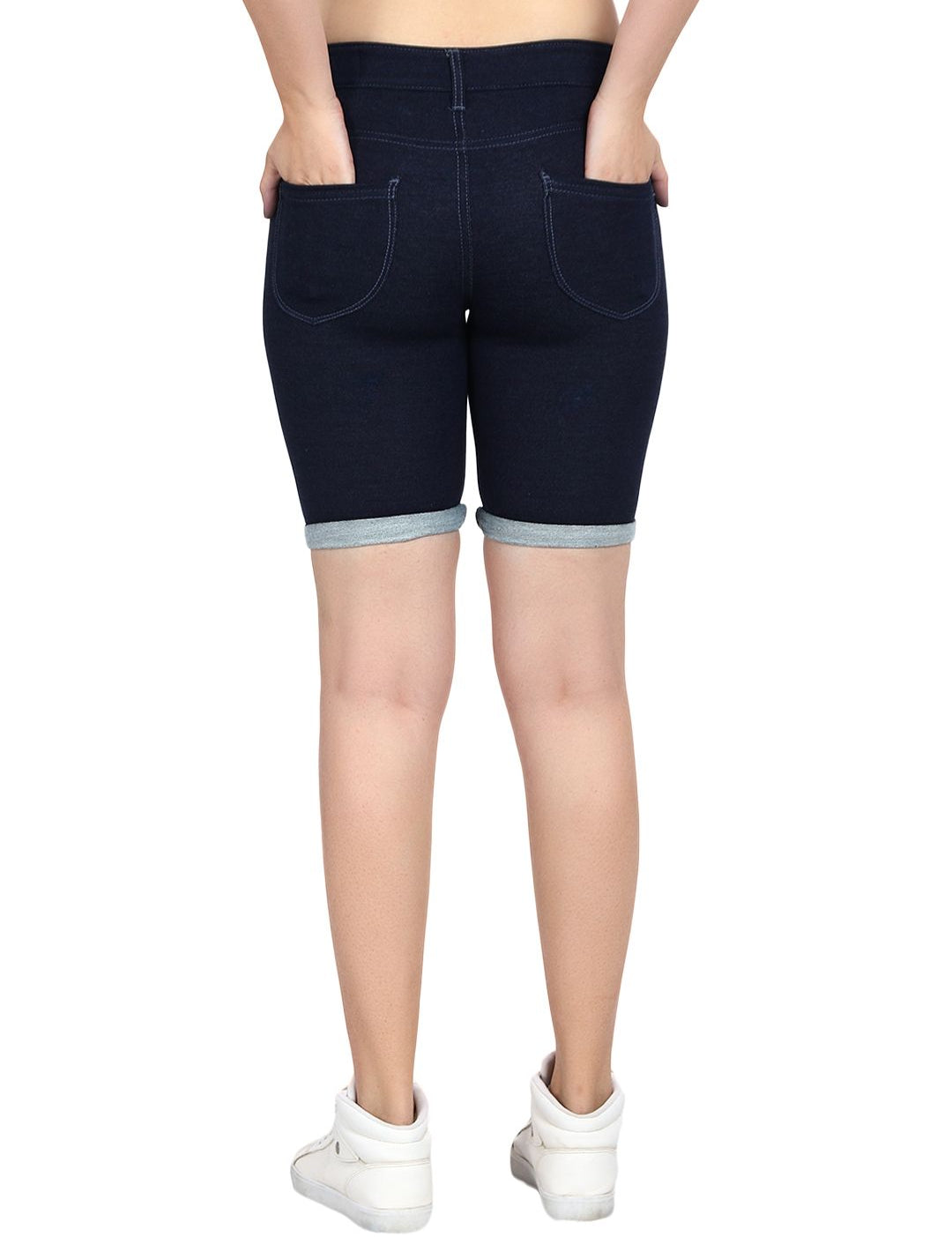 Kotty Women Blue Solid Regular Fit Denim Shorts