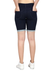 Kotty Women Blue Solid Regular Fit Denim Shorts