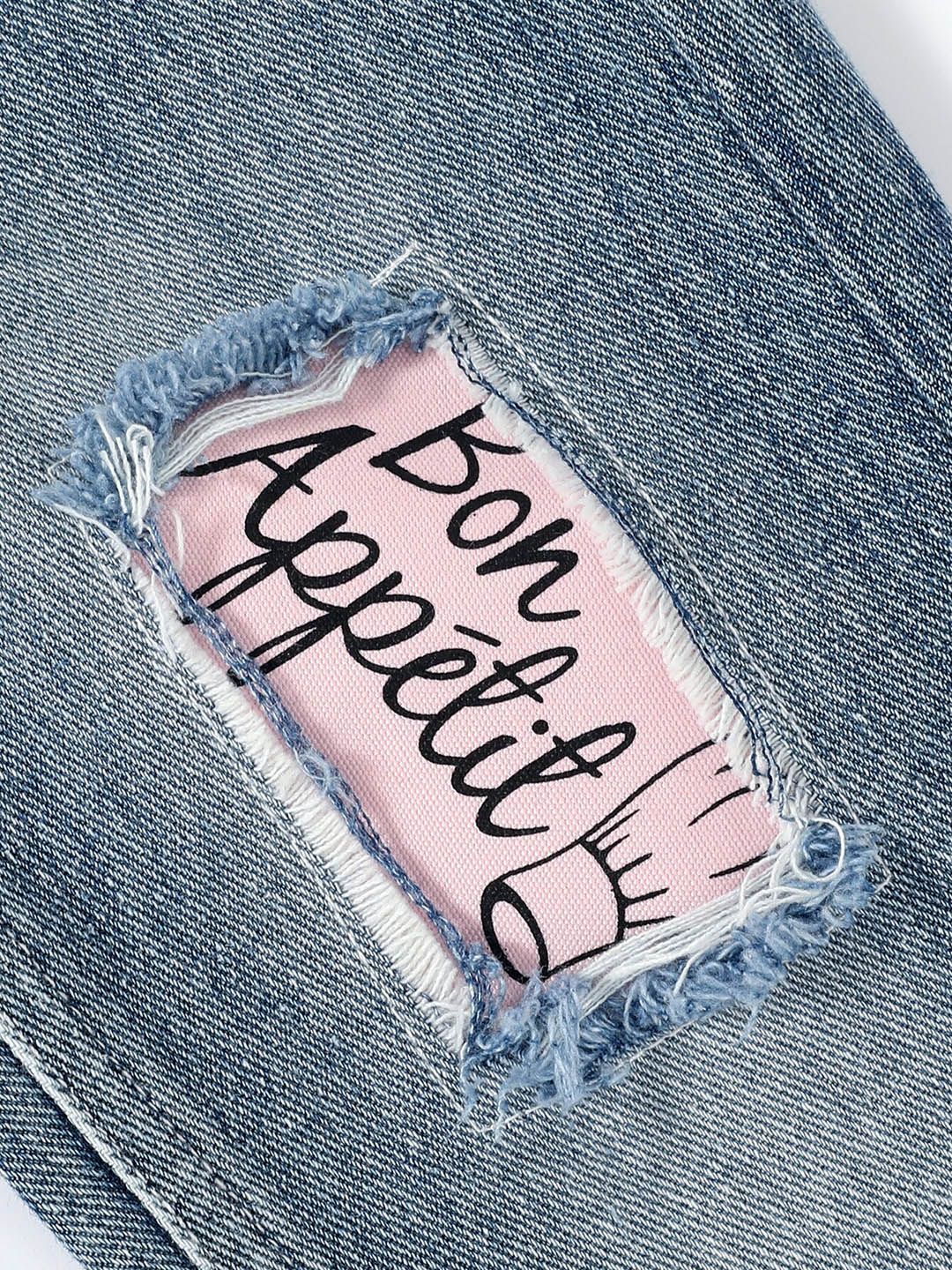 Kotty Girls Blue Jean Mildly Distressed Heavy Fade Jeans