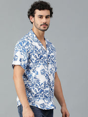Kotty Men Cuban Collar Floral Printed Casual Shirt