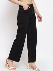 Kotty Women Black Flared High-Rise Jeans