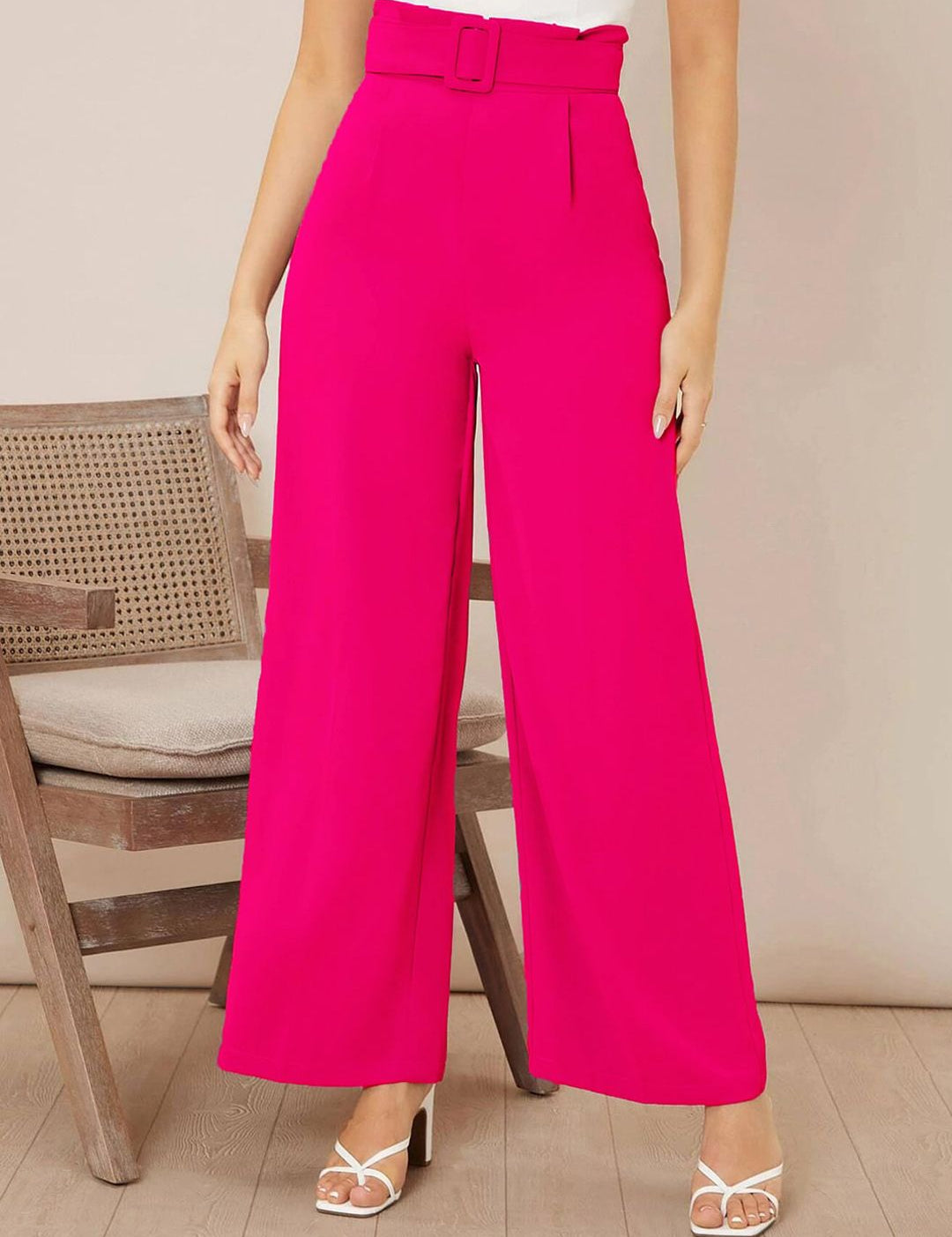 KOTTY BIZwear Women Relaxed Straight Fit High-Rise Easy Wash Pleated Trousers