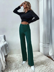 KOTTY BIZwear Women Relaxed Straight Fit High-Rise Easy Wash Trousers