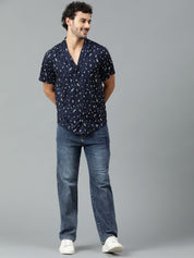 Kotty Men Cuban Collar Floral Printed Casual Shirt