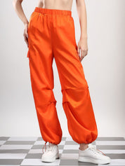 Kotty Women High-Rise Easy Wash Pleated Cargos Trousers