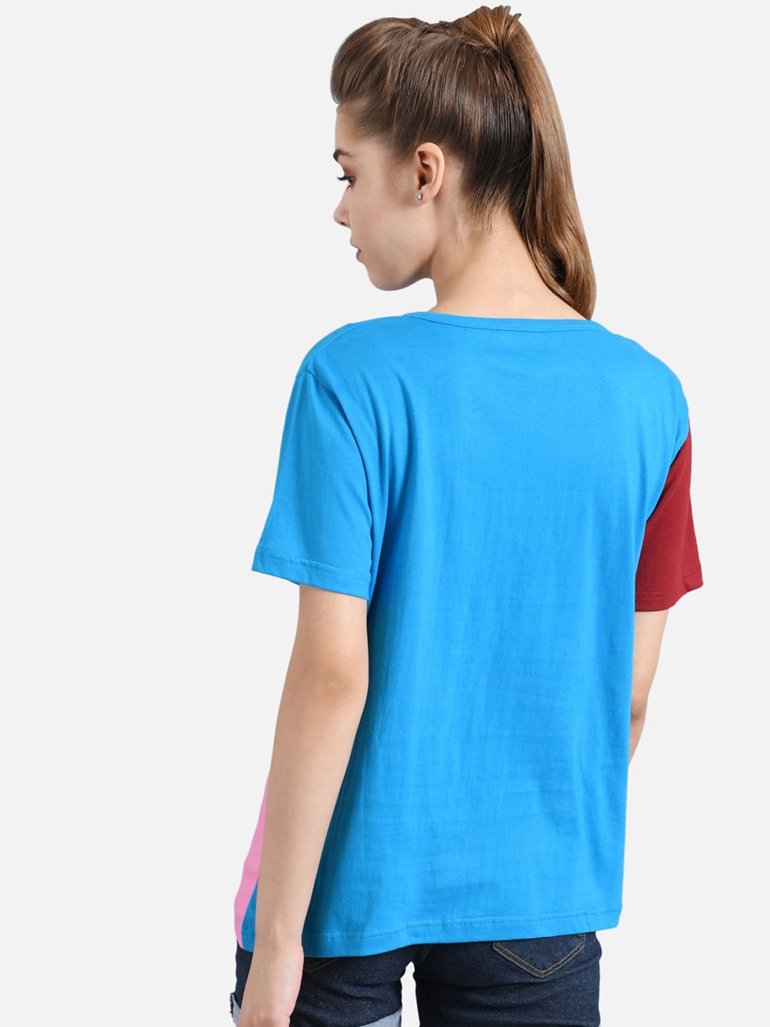 Kotty Women Multicoloured Colourblocked Round Neck T-shirt