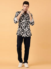 Kotty Men Relaxed Spread Collar Graphic Printed Cotton Casual Shirt