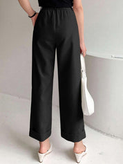 Kotty Women Relaxed Straight Leg Fit High-Rise Easy Wash Pleated Parallel Trousers