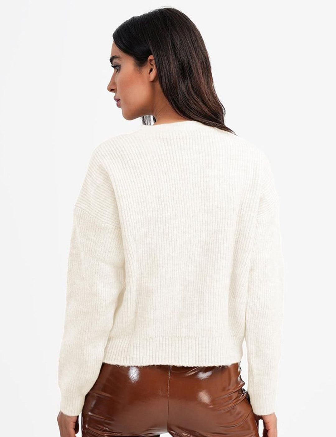 Kotty Women Ribbed V-Neck Cardigan