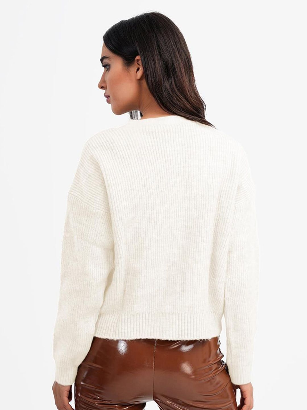 Kotty Women Ribbed V-Neck Cardigan