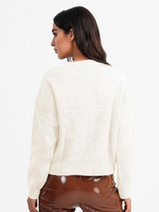 Kotty Women Ribbed V-Neck Cardigan