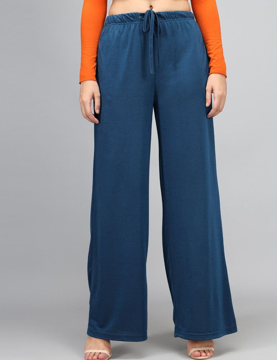 Kotty Women Blue Loose Fit High-Rise Parallel Trousers