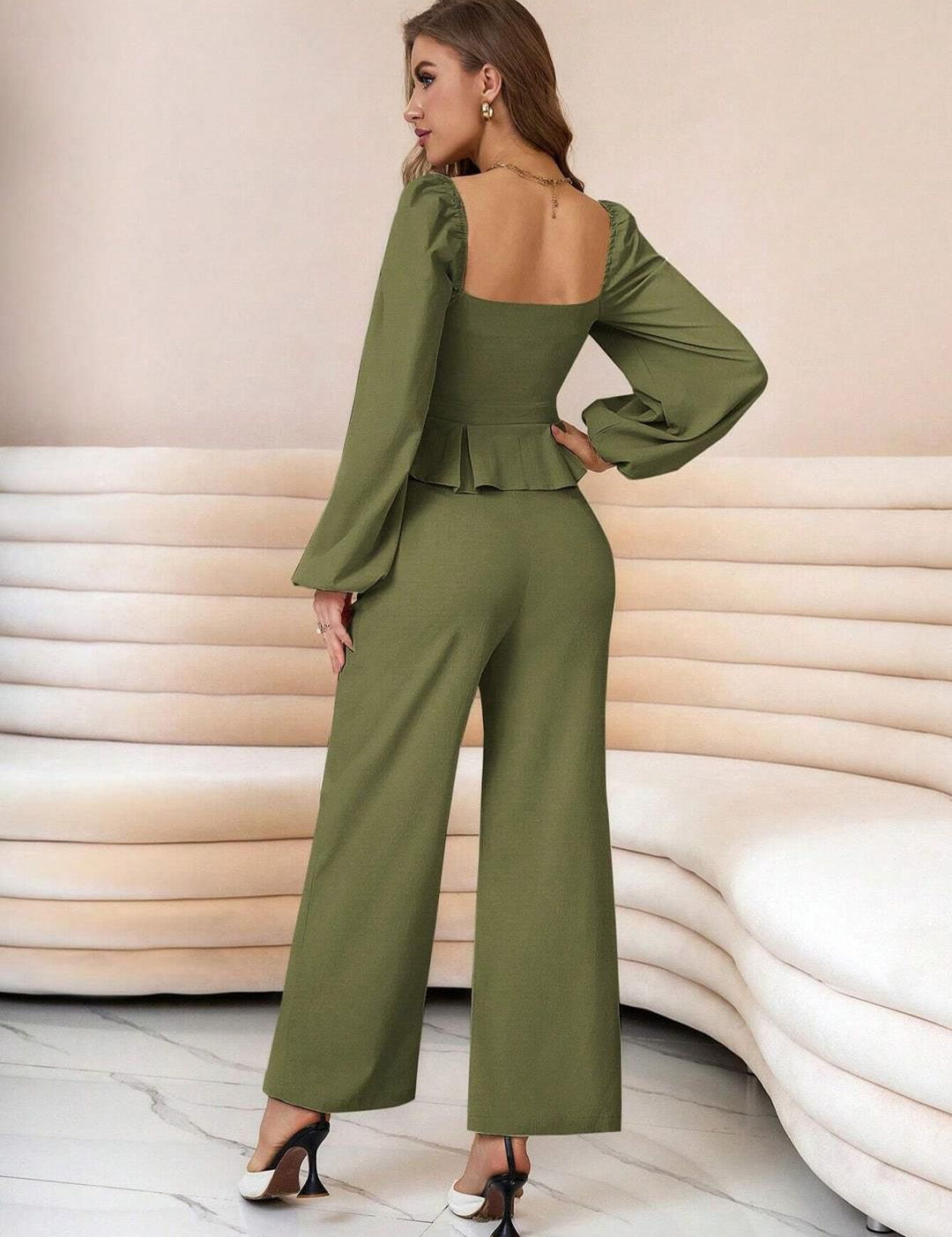 Kotty Square Neck Top With Trousers Co-Ords