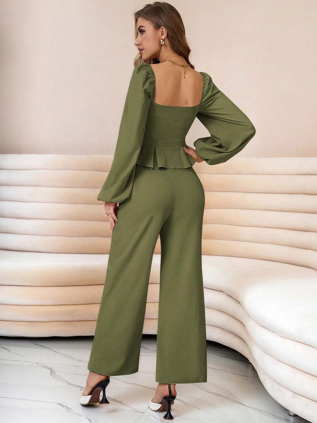 Kotty Square Neck Top With Trousers Co-Ords