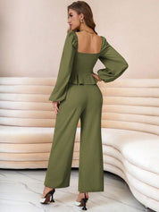 Kotty Square Neck Top With Trousers Co-Ords