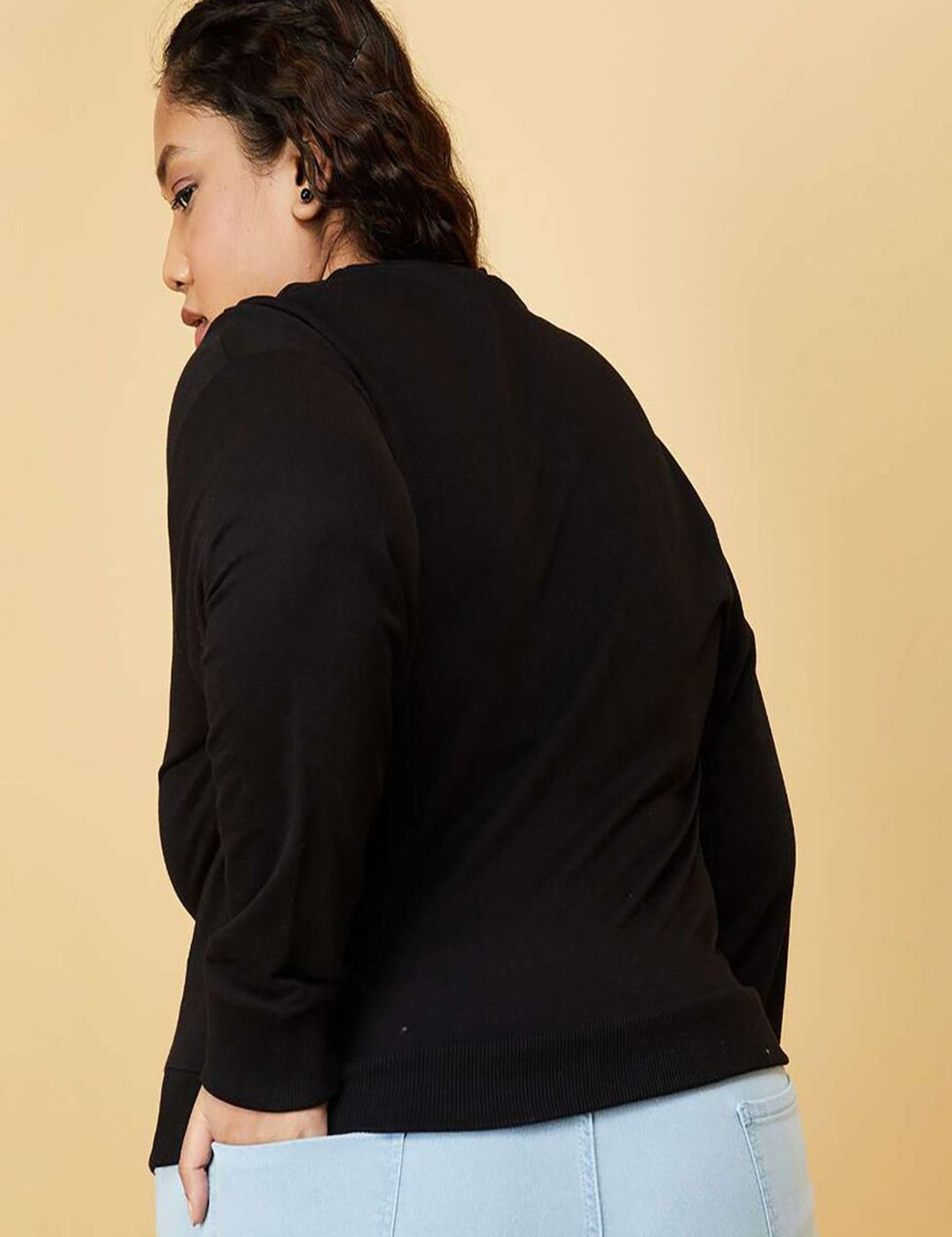 Kotty Plus Size Round Neck Fleece Sweatshirt