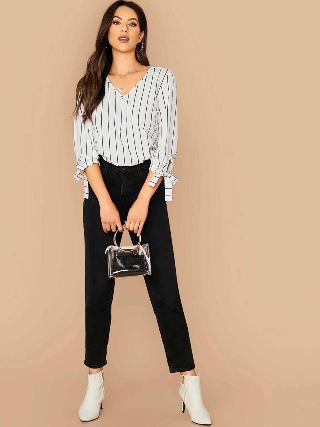 Kotty Striped V-Neck Regular Top