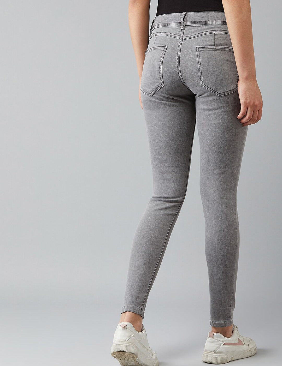Kotty Women Grey Skinny Fit High-Rise Clean Look Jeans
