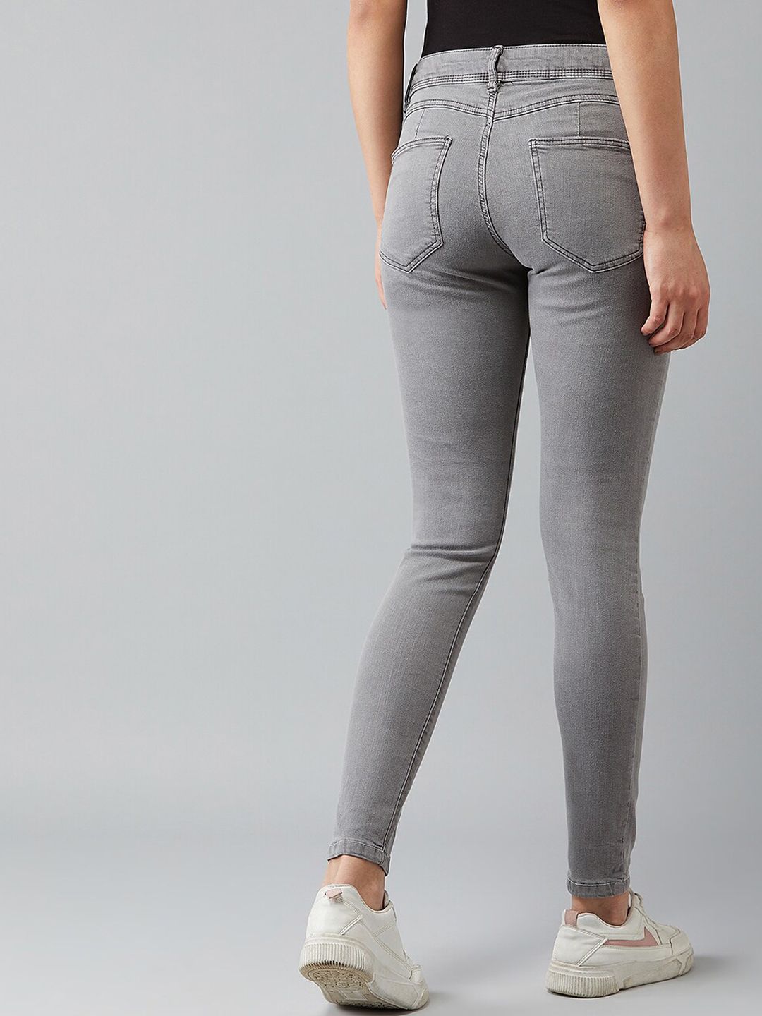 Kotty Women Grey Skinny Fit High-Rise Clean Look Jeans