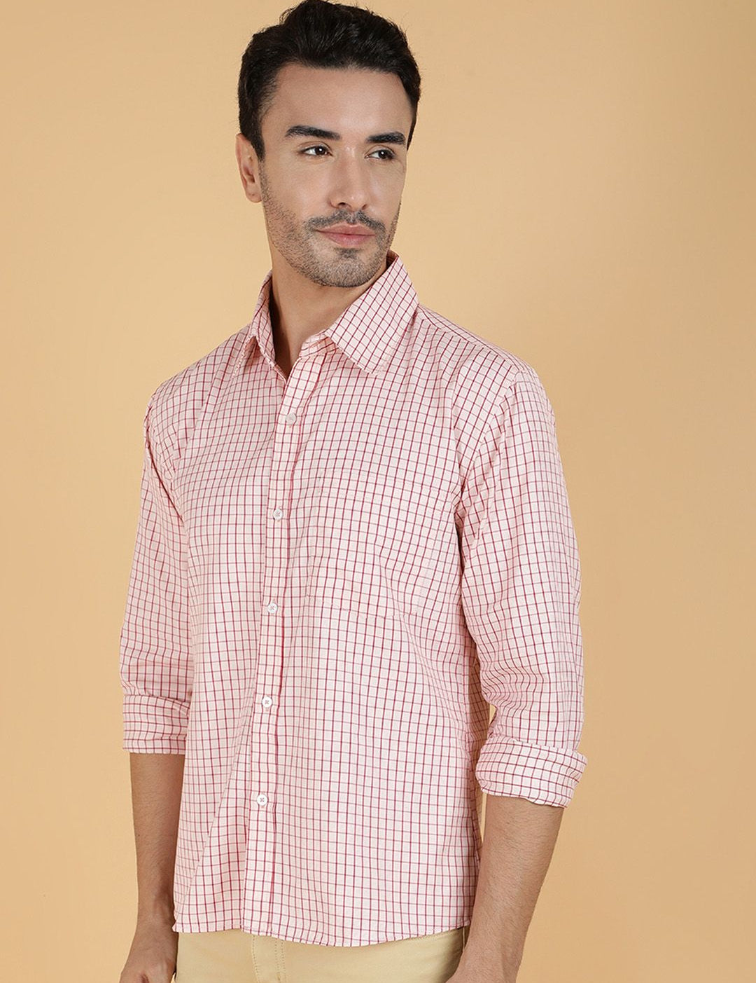 Kotty Men Relaxed Spread Collar Tartan Checked Casual Shirt