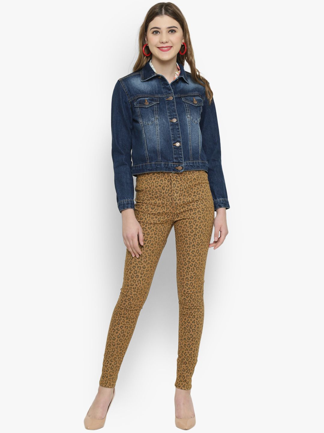 Kotty Women Blue Solid Denim Jacket