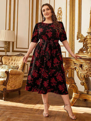 Kotty Floral Printed Midi Fit & Flare Dress