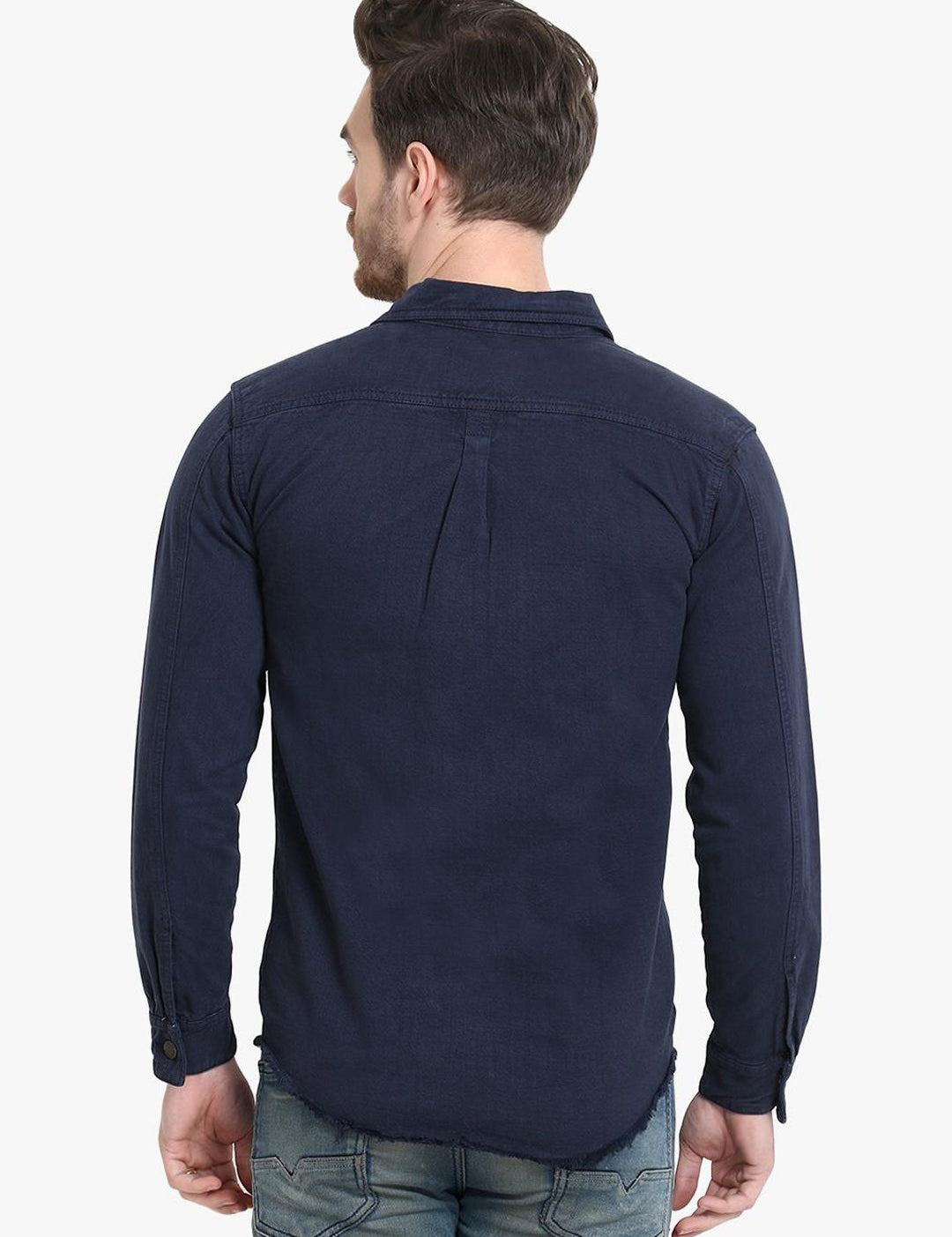 Kotty Men Blue Striped Denim Jacket