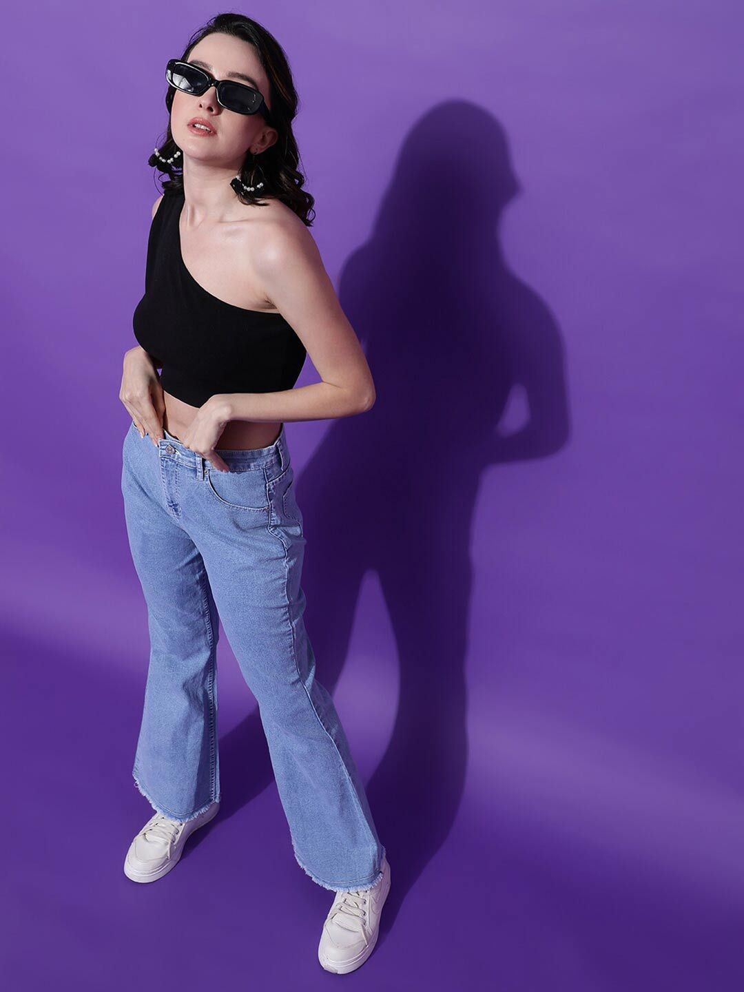 KOTTY Basics One Shoulder Fitted Crop Top