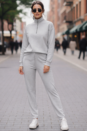 KOTTY Women's Winter Tracksuit Set Quarter Zip Sweatshirt