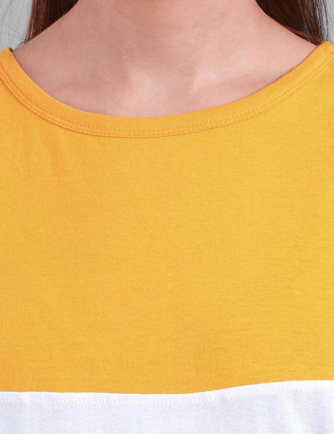 Kotty Colourblocked Round Neck Cotton T-shirt