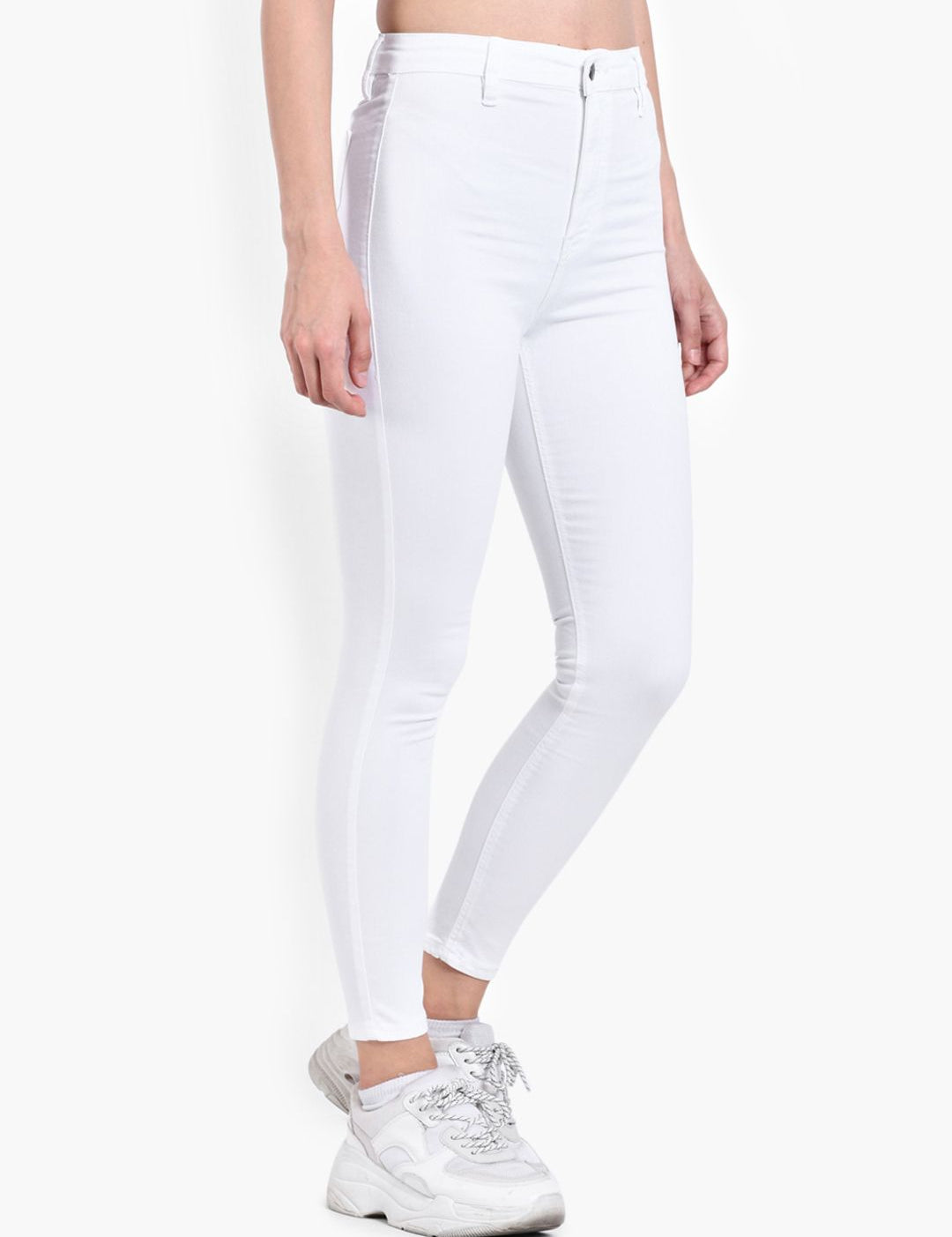 Kotty Women White Skinny Fit High-Rise Clean Look Stretchable Jeans
