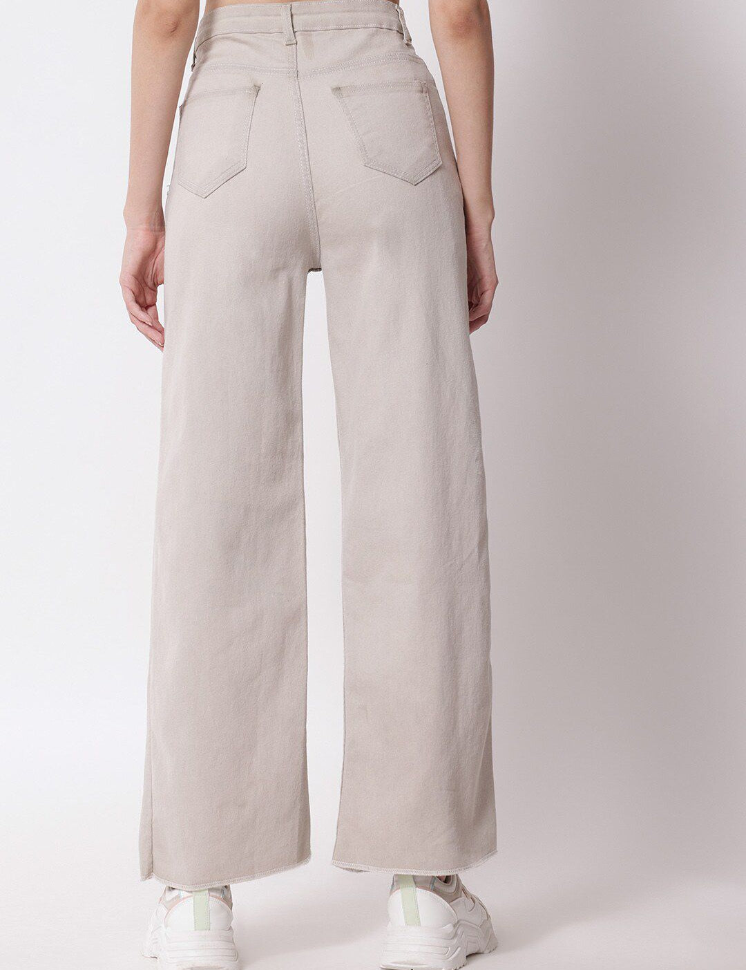 Kotty Women Off White Jean Flared High-Rise Stretchable Jeans