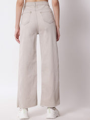 Kotty Women Off White Jean Flared High-Rise Stretchable Jeans