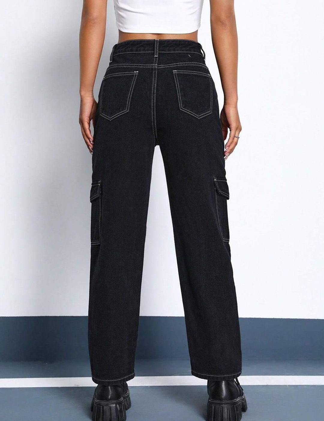 Kotty Women Black Jean Clean Look Straight Fit High-Rise Stretchable Jeans