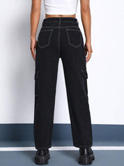 Kotty Women Black Jean Clean Look Straight Fit High-Rise Stretchable Jeans