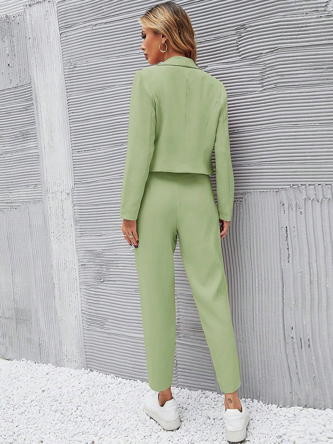 KOTTY BIZwear Green Notched Lapel Collar Long Sleeves Blazer With Trouser