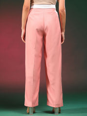 Kotty Women Solid Relaxed Straight Fit Mid-Rise Pleated Regular Trousers