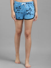 Kotty Women Blue Printed Night suit