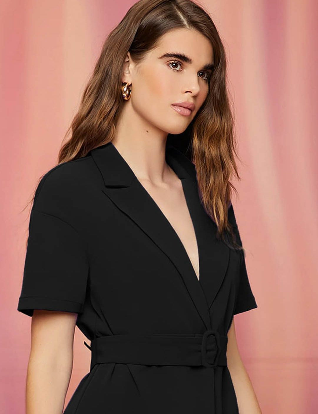 Kotty Lapel Collar Coat & Flared Shorts Co-Ords