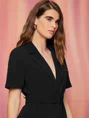 Kotty Lapel Collar Coat & Flared Shorts Co-Ords