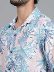 Kotty New Relaxed Fit Tropical Printed Cutaway Collar Casual Shirt
