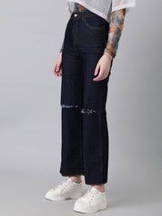 Kotty Women Bootcut High-Rise Slash Knee Stretchable Jeans