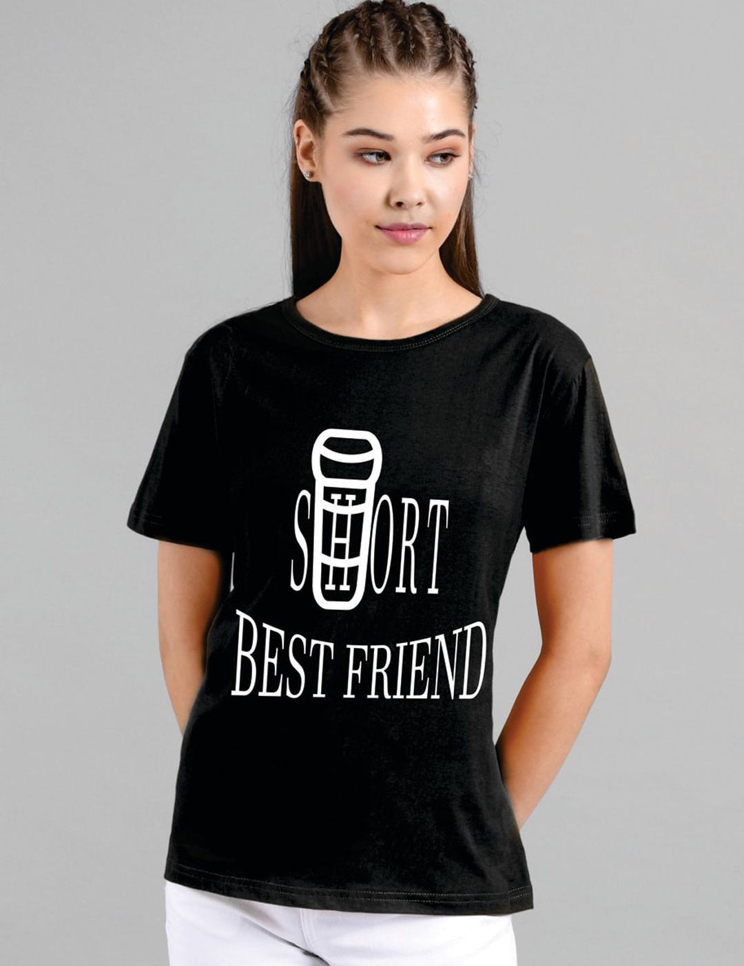 Kotty Women Black Printed Round Neck T-shirt