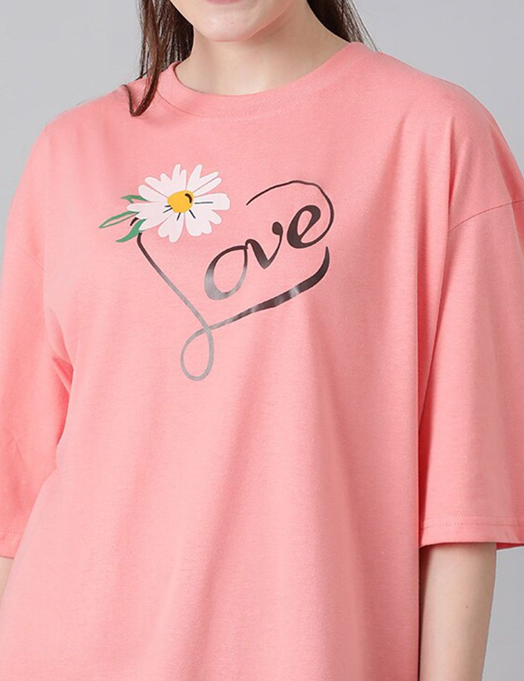 KOTTY Basics Typography Printed Oversized T-shirt