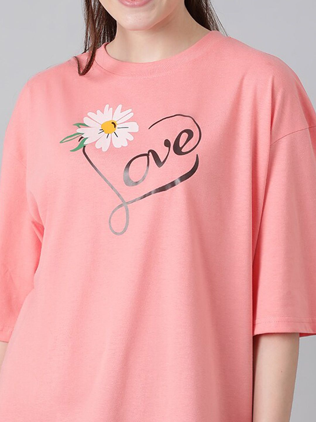 KOTTY Basics Typography Printed Oversized T-shirt