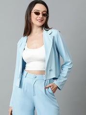  KOTTY Basics Women Double Breasted Crop Blazer